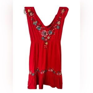 JW Los Angeles Red Embroidered Dress Size Medium